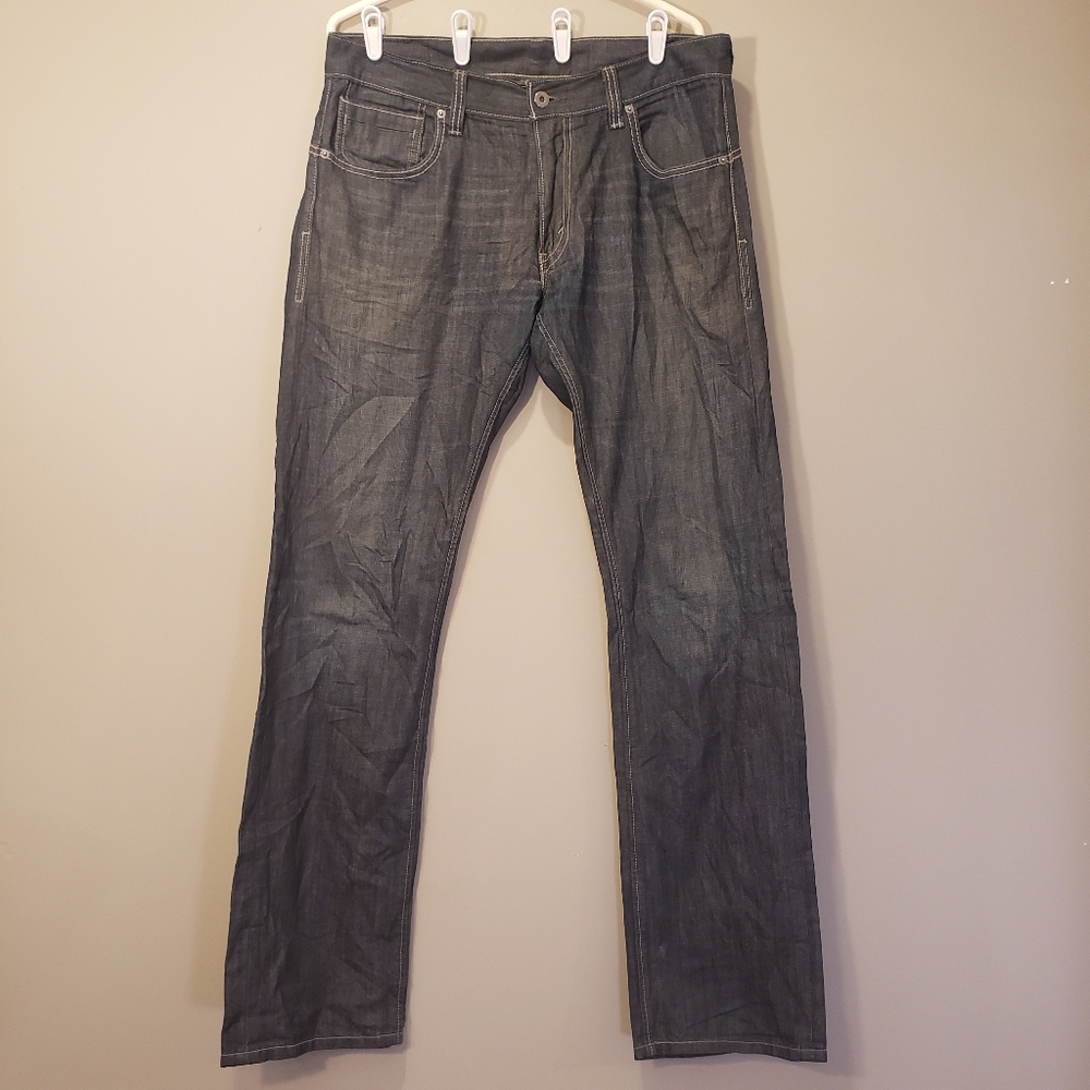 Levis 514 Jeans Mens 34x34 Denim Zipper Pockets Red Tag Slim Straight Dark Wash